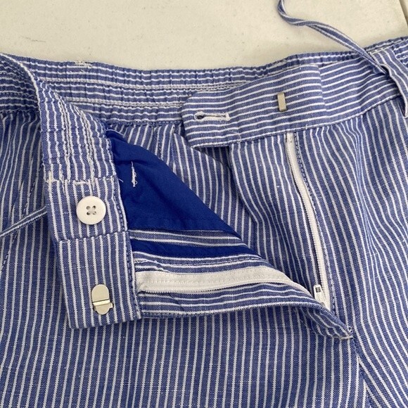 Talbots Easy Drawstring Stripe Pant Linen Cotton Coastal Loose Fit Comfy Airy - Picture 5 of 16